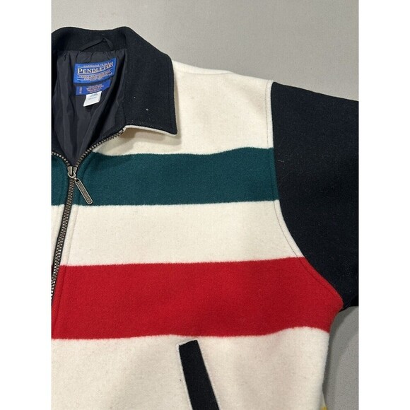 Vintage Pendleton Coat BAY STRIPES Wool Blanket Coat Bomber Jacket Mens Large - Picture 6 of 16